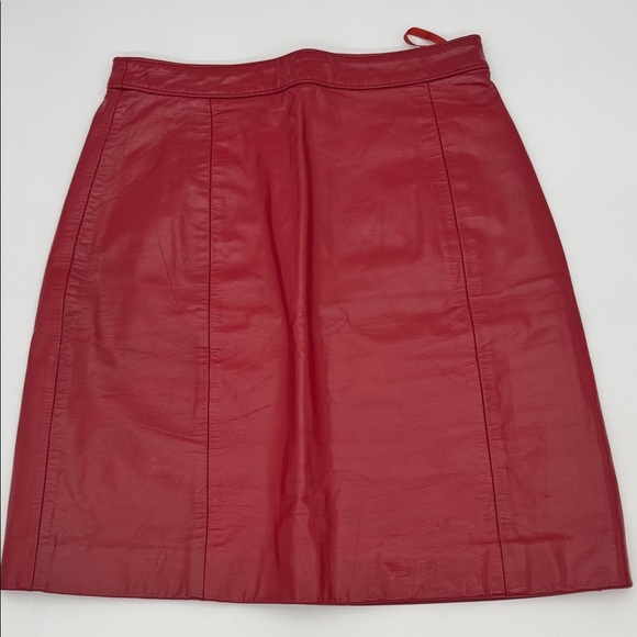 Vintage Red Leather Skirt | Berman’s | Size 6 | High-Waisted Pencil Skirt - Picture 1 of 10